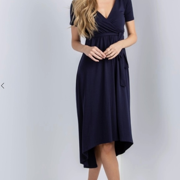 Pinkblush Dresses & Skirts - NWT Navy Solid Hi-Low Maternity Wrap Dress
